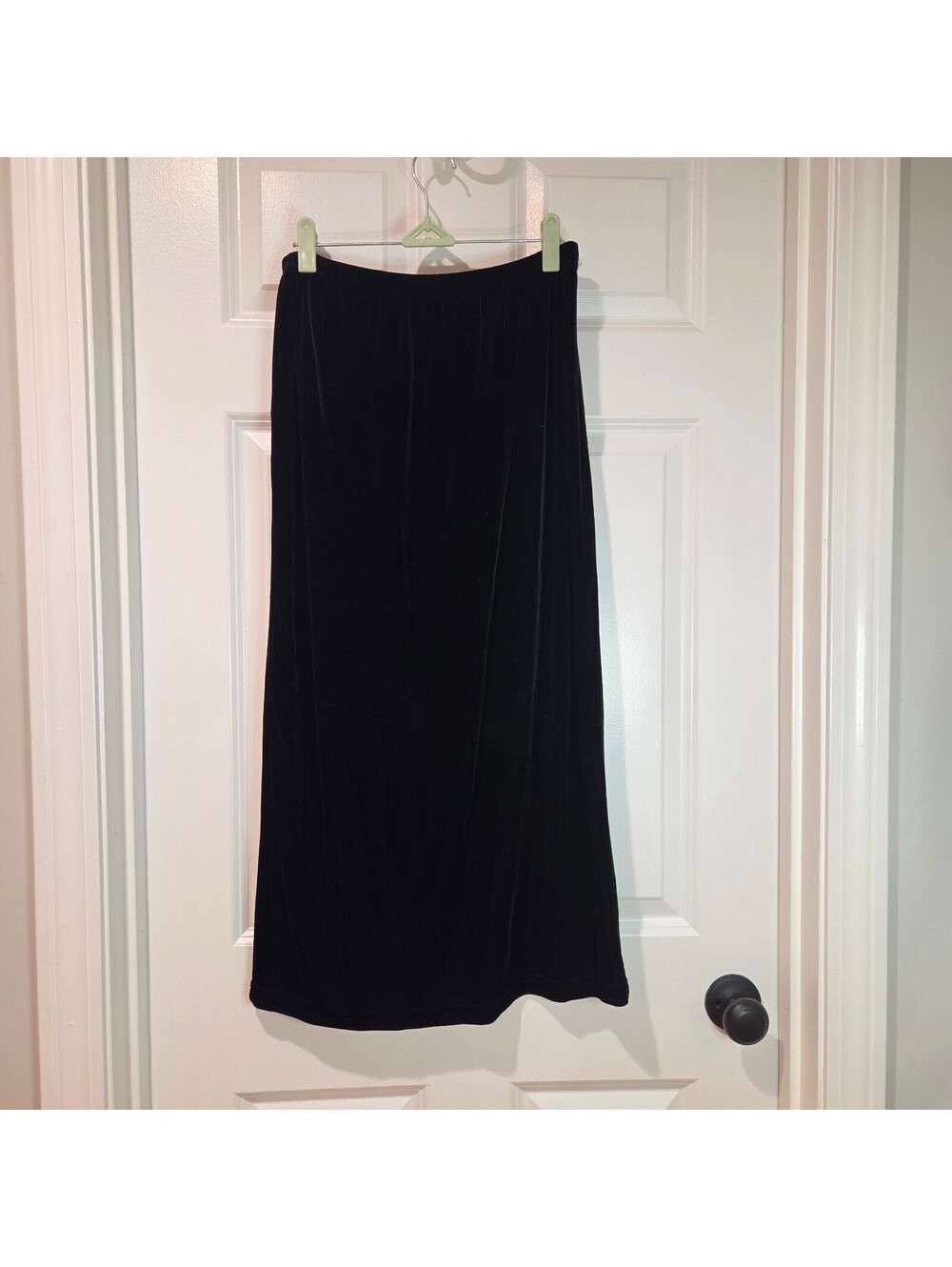 Vintage Notations Petite Black Velvet Midi Skirt with Back Slit